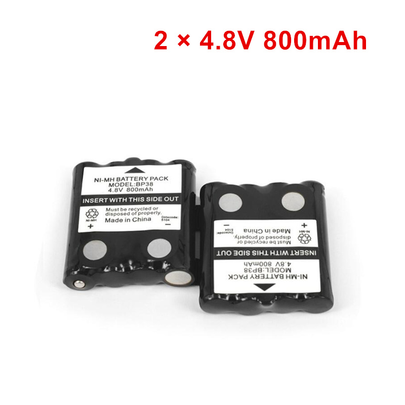 2pcs/lot 4.8V 800MAH NI-MH rechargeable Battery Pack For Uniden BP-38 BP-40 BT-1013 BT-537 GMR FRS 2Way Radio battery