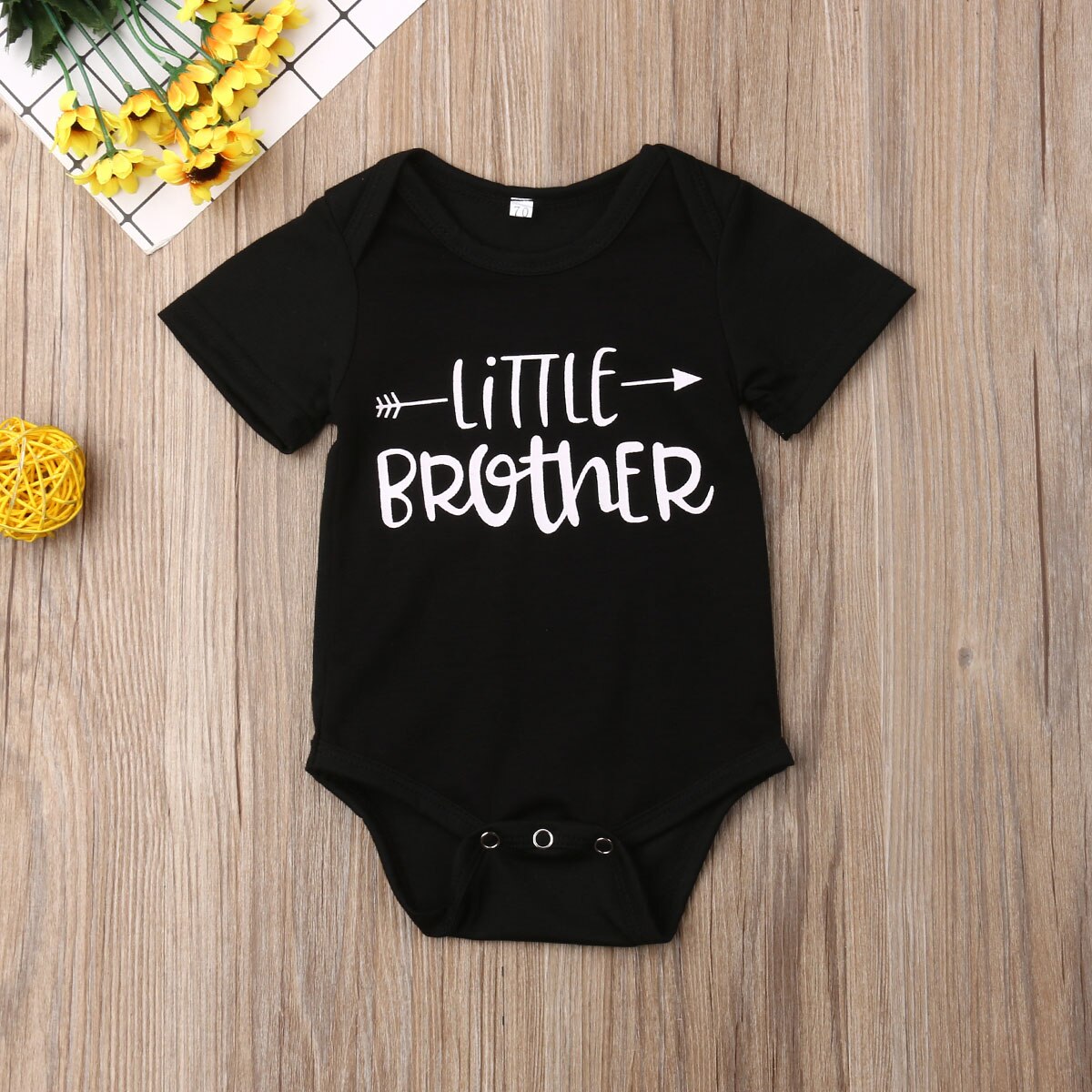 Baby Jongen Brother Brief Kleding Bodysuits Herfst Winter Jumpsuit Lange Mouwen bodysuit Voor Pasgeborenen Body Suit Baby: Black Short Sleeve / 3M