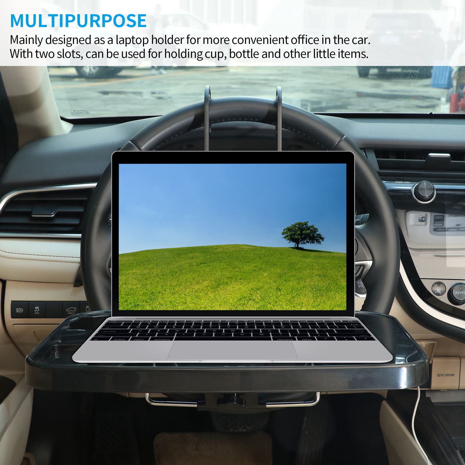 TiOODRE Portable Car Steering Wheel Desk Multifunctional Car Laptop Desk Practical Car Storage Tray for Eating Study Work