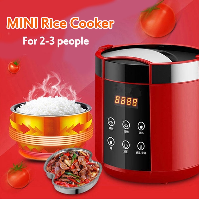 1.5L Mini 2 Layers Food Steamer Electric Rice Cooker Multifunction Meal Cooking Pot Fast Heating Lunch Box 24H Appointment 220V