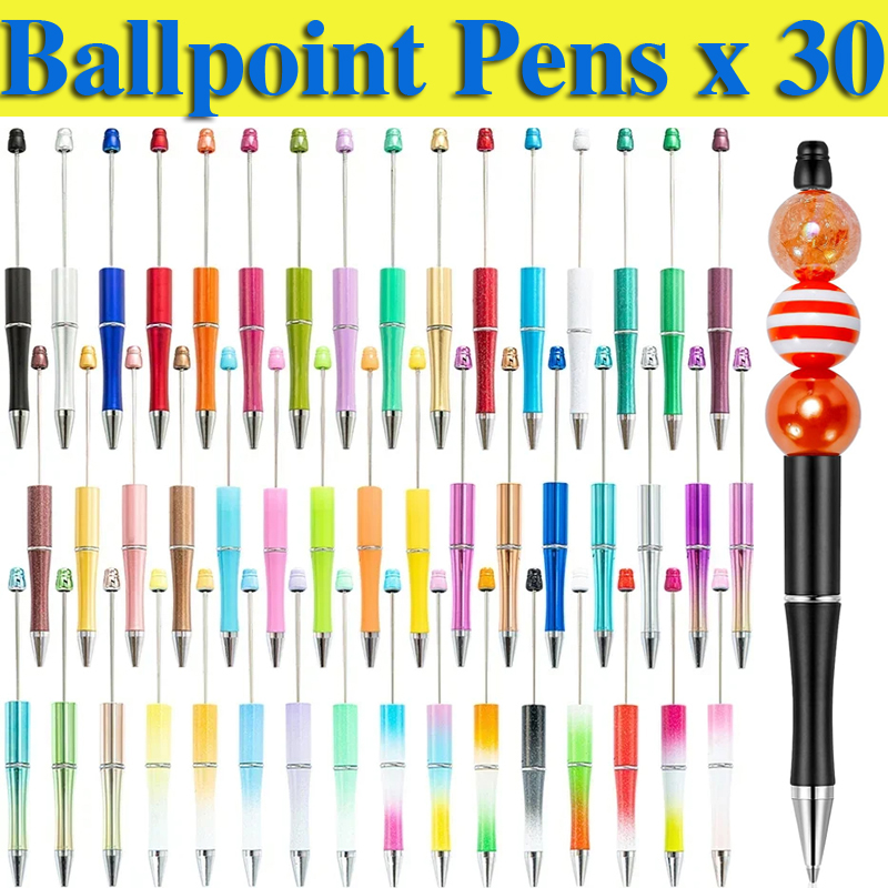 30Stck Neueste Farbe Kreative Kunststoff Perlen Stift Kugelschreiber Druckbare Perlen Stift DIY für Schüler Büro Liefert