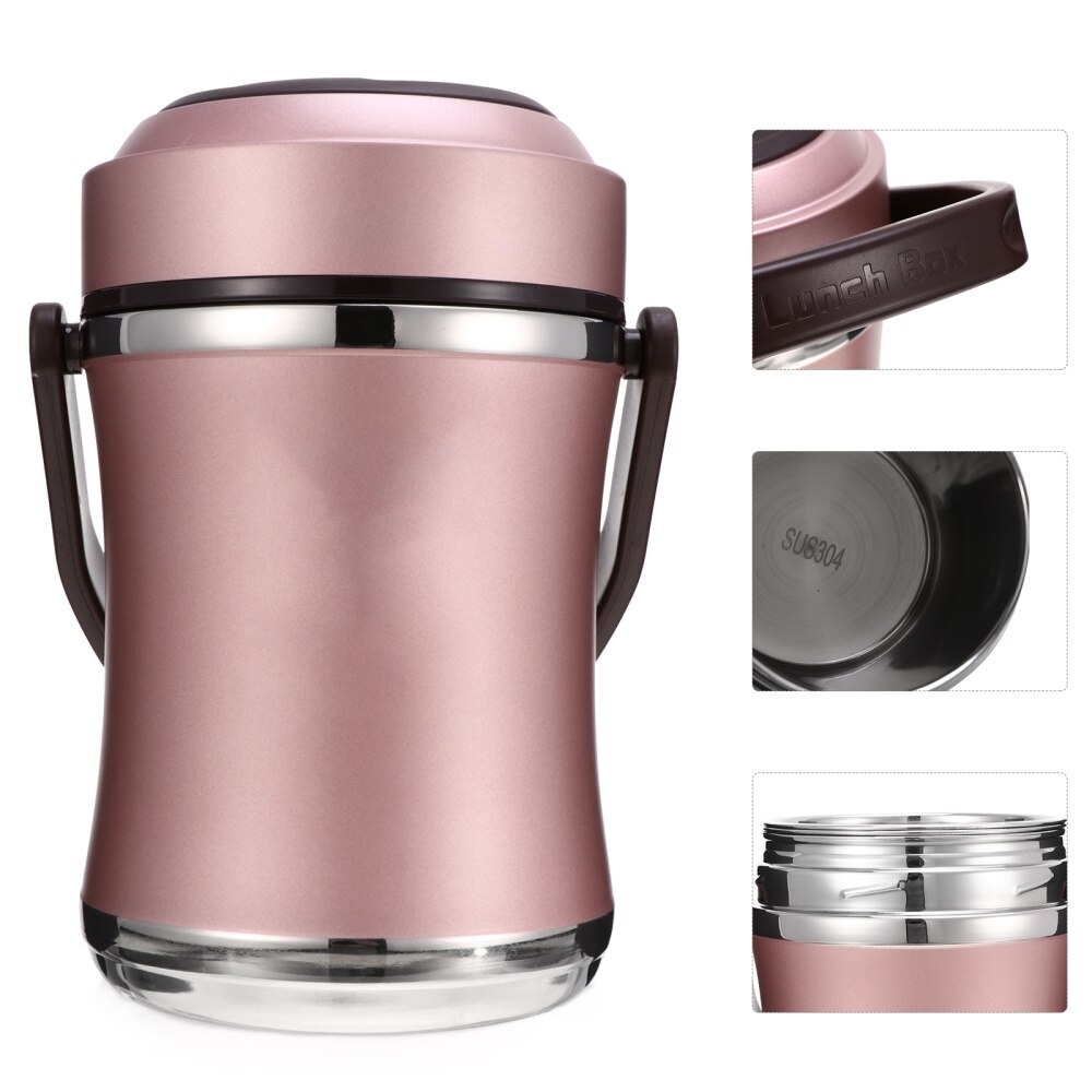 1Pc 1910ml Portable Large Capacity Insulation Food Storage Container: Rose Golden