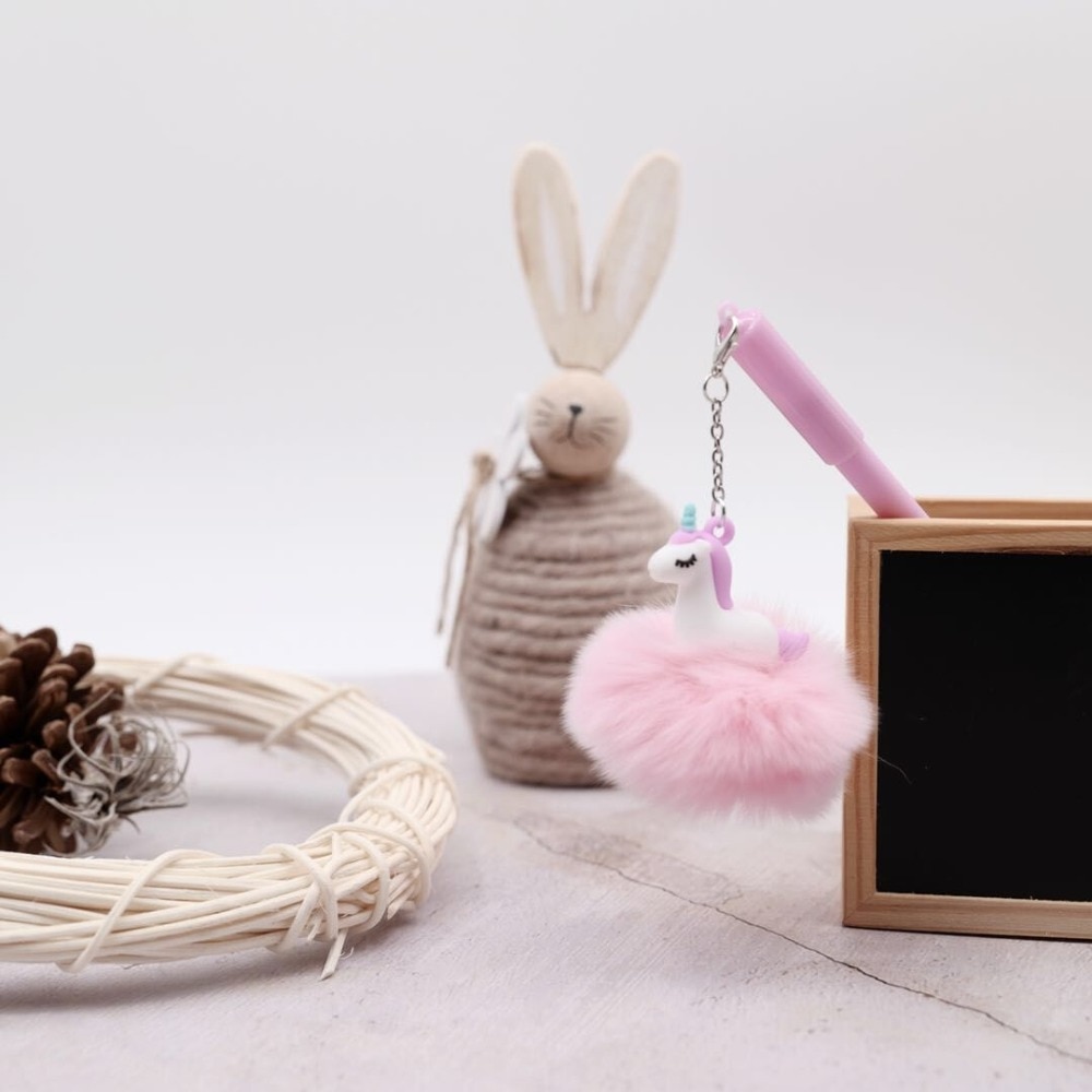 Kawaii licorne boule peluche pendentif Gel stylo mignon 0.5mm encre noire neutre stylo promotionnel papeterie fournitures scolaires