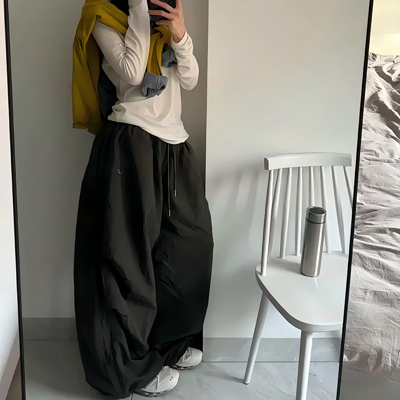 Stora svarta mjukisbyxor för kvinnor  y2k , baggy joggingbyxor, sommar, streetwear, vida ben, koreanska, casualbyxor