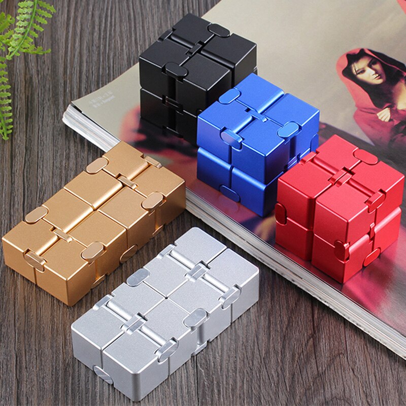 Stress Relief Toy Premium Metal Infinity Cube Portable Decompresses Relax Toys for Children Adults