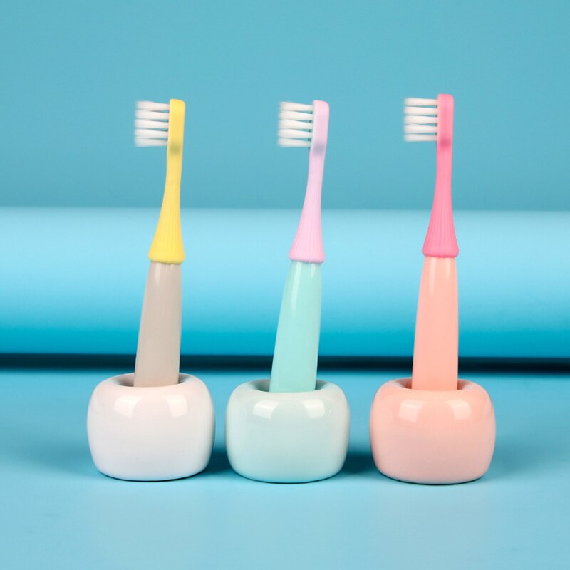 3 ensembles de 3-5 ans petit champignon Silicone brosse tête dessin animé Superfine doux cheveux brosse à dents