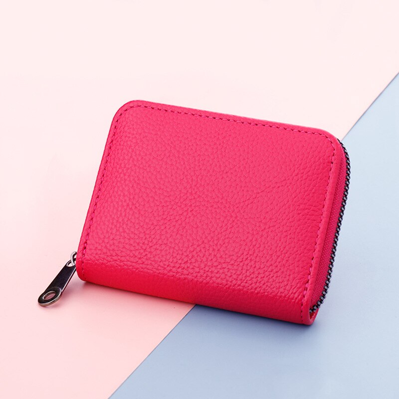 20 Bits Credit Card Holder Wallet Driver's Lisence Cover For Car Documents Multi Pockets Business Card Holder Card Wallet Case: Rose Red