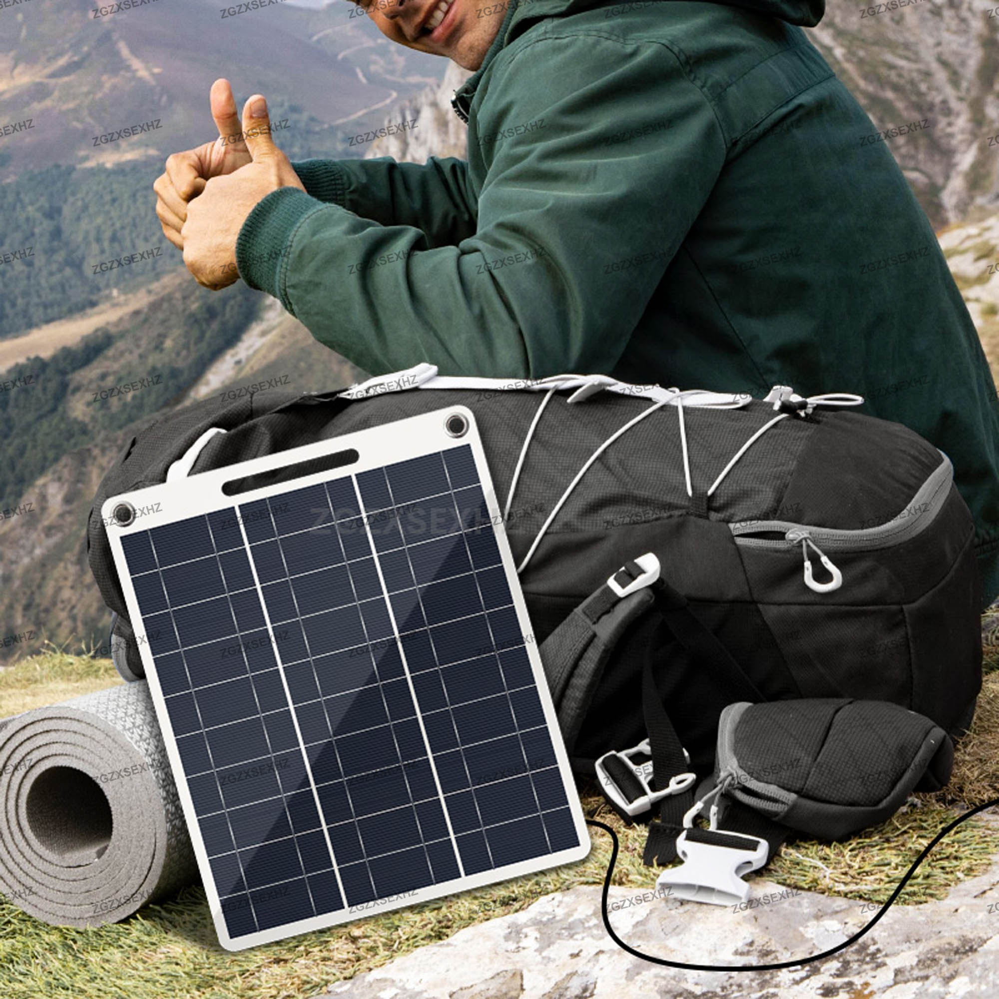 5v wodoodporne panele słoneczne, przenośna ładowarka słoneczna z dwoma portami usb, do ładowania ogniw słonecznych na kempingu