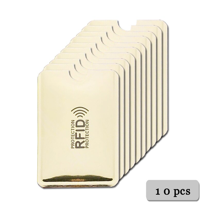 Anti Rfid Kaarthouder Portemonnee Blokkeren Reader Lock Bank Kaarthouder Id Bank Card Case Aluminium Bescherming: 10pcs Light Gold