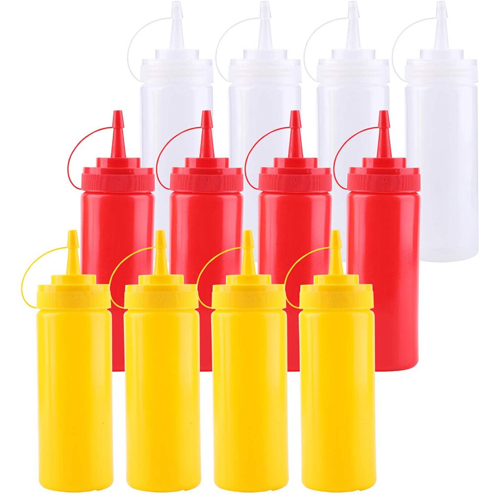 12x klemme Flaske 200ml - Plast - Eddik ketchup dispenser - Kjøkkenredskap