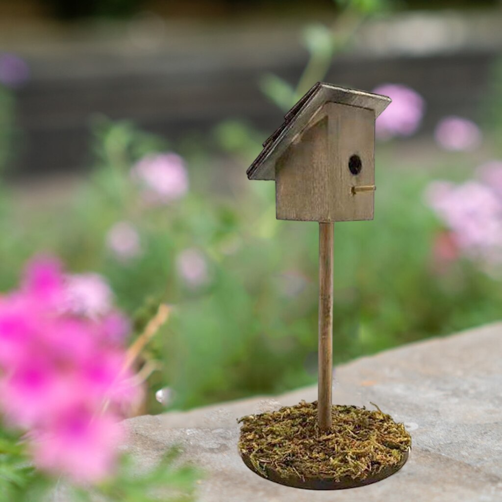 1/12 Scale Doll House Handcraft DIY Miniature Wood Bird Nest Birdhouse for Garden Outdoor Life Scene Decoration