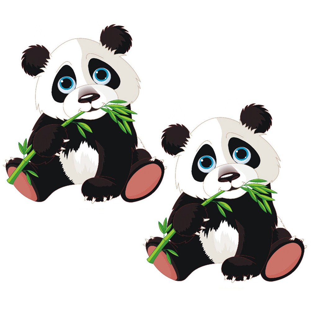 2Pcs Cartoon Panda Stickers Chic Durable Fine Self-adhesive Sticker Wall Paster PVC Stickers for Home Bedroom Living Room
