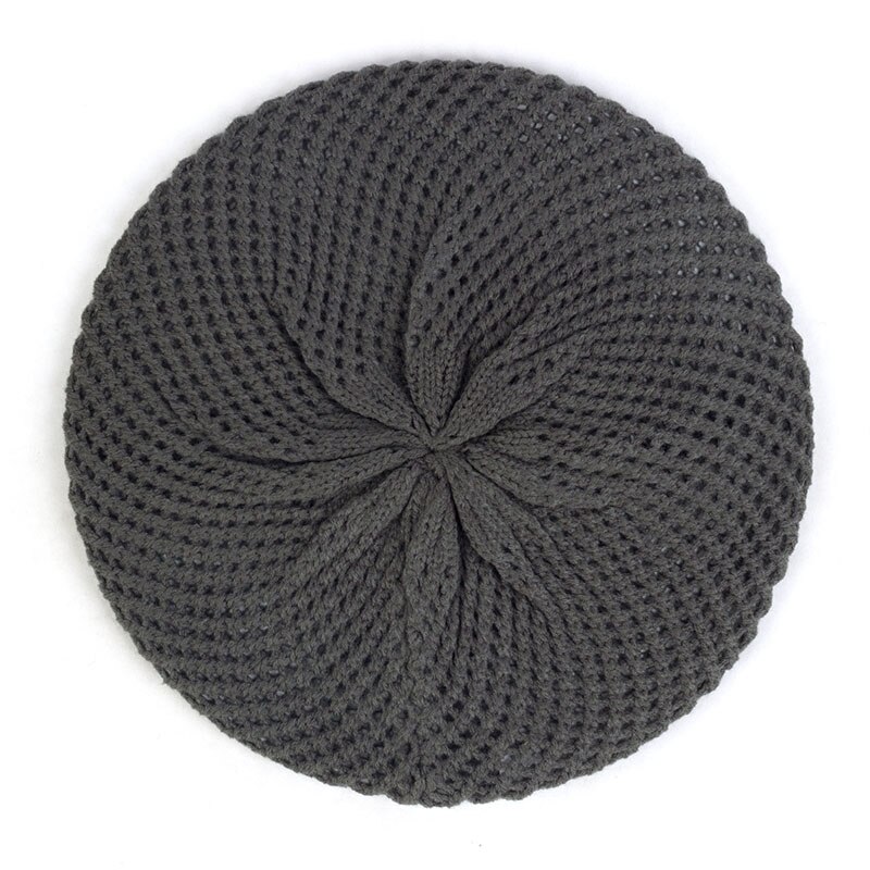 Kobiety moda Slouchy podwójna warstwa wełny dzianiny berety czapki zimowe wiosna ciepłe czapki jednolity kolor czapki damskie zwykły dziurawy czapki: ciemny szary