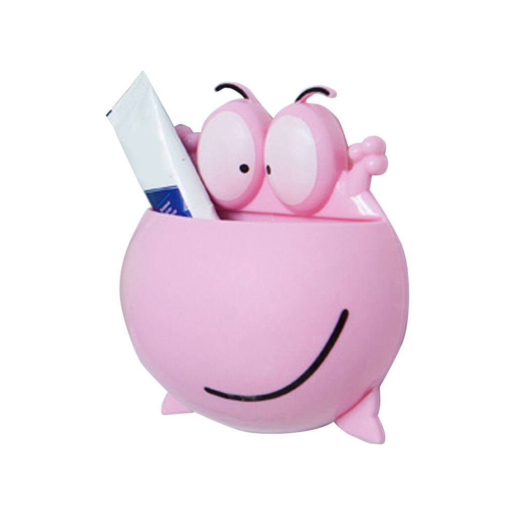 Bathroom Toothbrush Holder Cartoon frog Toothpaste Storage Rack Wall Mount Suction Cup Hook Shower Holder Bathroom Accessories: Pink