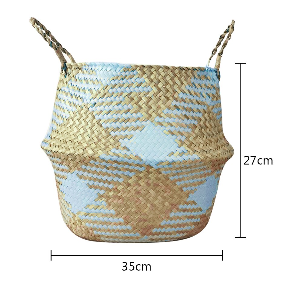 Big Capacity Checkered Seagrass Storage Baskets laundry Wicker Flower Toy Basket Organizer Eco-Friendly Bags for Kitchen Bedroom
