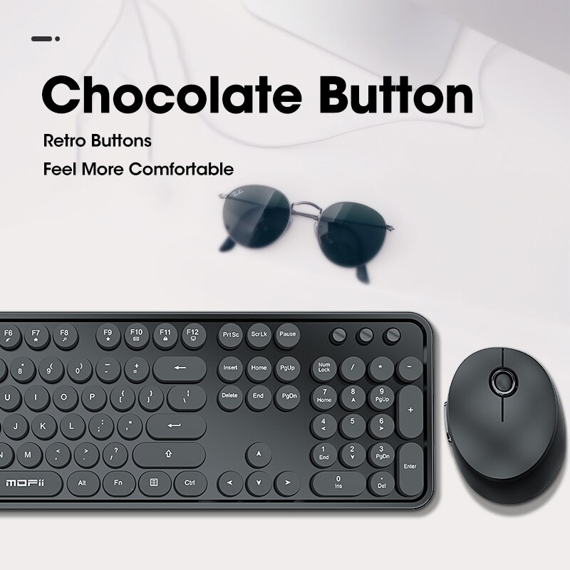 Mofii Wireless Keyboard and Mouse Combo USB Multimedia Girl 104 keycaps Keyboard and Mouse Set for Mac Computer Desktop Laptop: Black