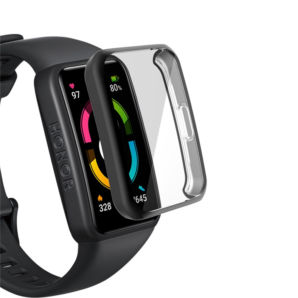 Funda protectora de TPU para reloj Honor Band 6, funda de silicona suave de cobertura completa, Protector de pantalla para Huawei Honor Band 6, accesorios: black