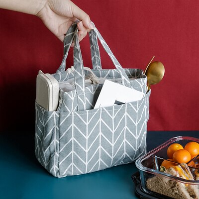 Casual Draagbare Lunch Tas Dots Geïsoleerde Canvas Thermische Voedsel Picknick Lunch Tassen Voor Vrouwen Kids Cooler Lunchbox Tas Tote: 10