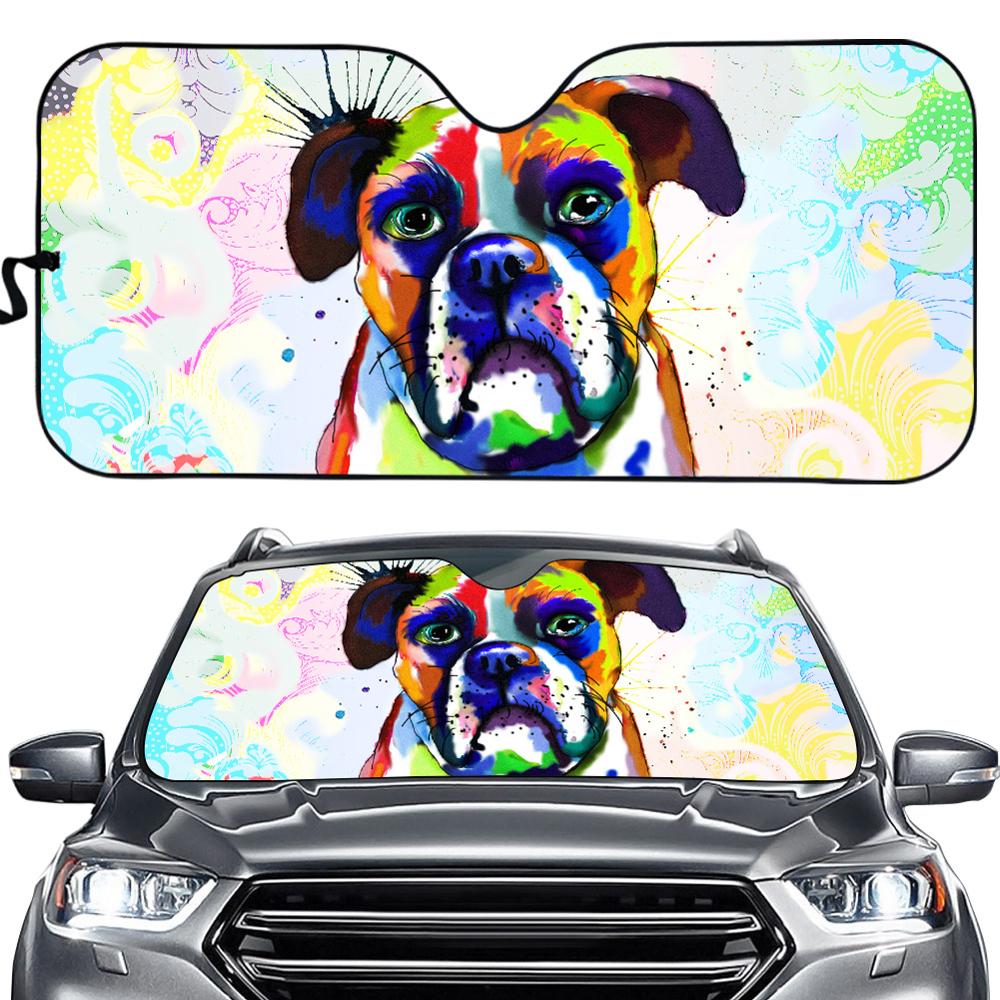 Mooie Schilderen Kat/Hond In Rijden Print Auto Zonnescherm Auto Voorruit Window Cover Sunshades Zonneklep: ZD1314HC.