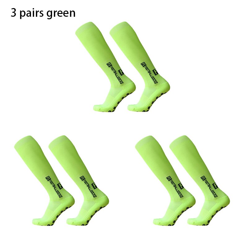 3pairs/set sport piłka nożna skarpety mężczyźni kobiety FS długa rurka skarpety piłkarskie silikonowy uchwyt antypoślizgowy skarpetki: 3pairs green