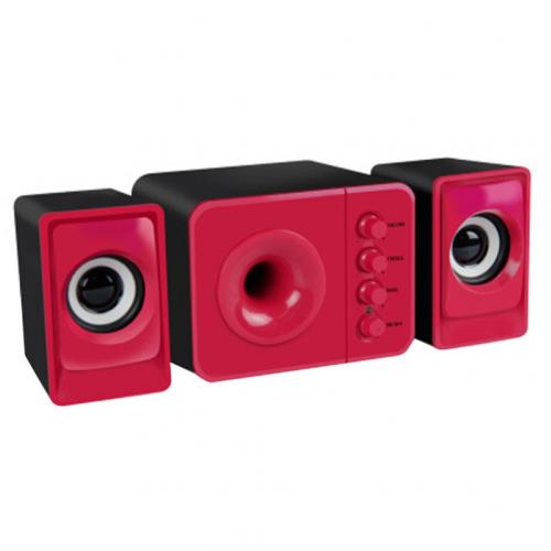 USB 2.1 Subwoofer Desktop Speaker with 3.5mm Audio Plug for PC Laptop Cellphone: Red