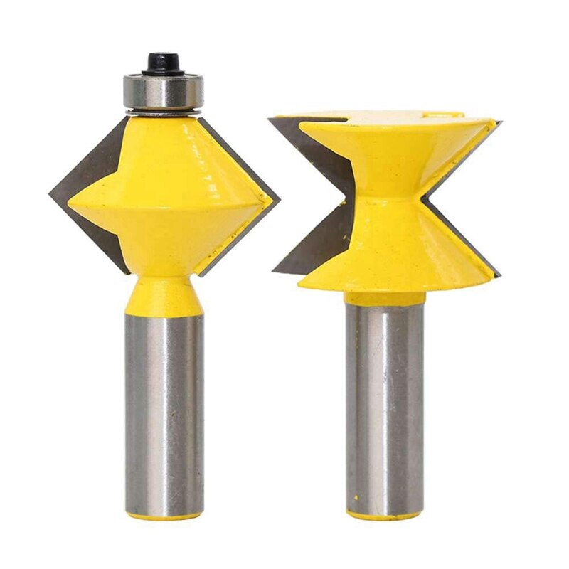 2Pcs 90 Degree V Tingue Groove Edge Banding Router Bit Set Plate Splicing Woodworking Milling Cutter: Mint