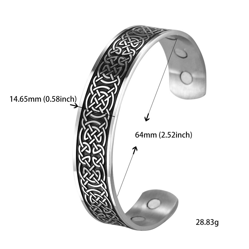 Skyrim Vintage Magnetische Armbanden Manchet Bangle Luck Ierse Knot Celtics Knopen Viking Rvs Armbanden Sieraden voor Vrouwen Mannen: Style 1 black