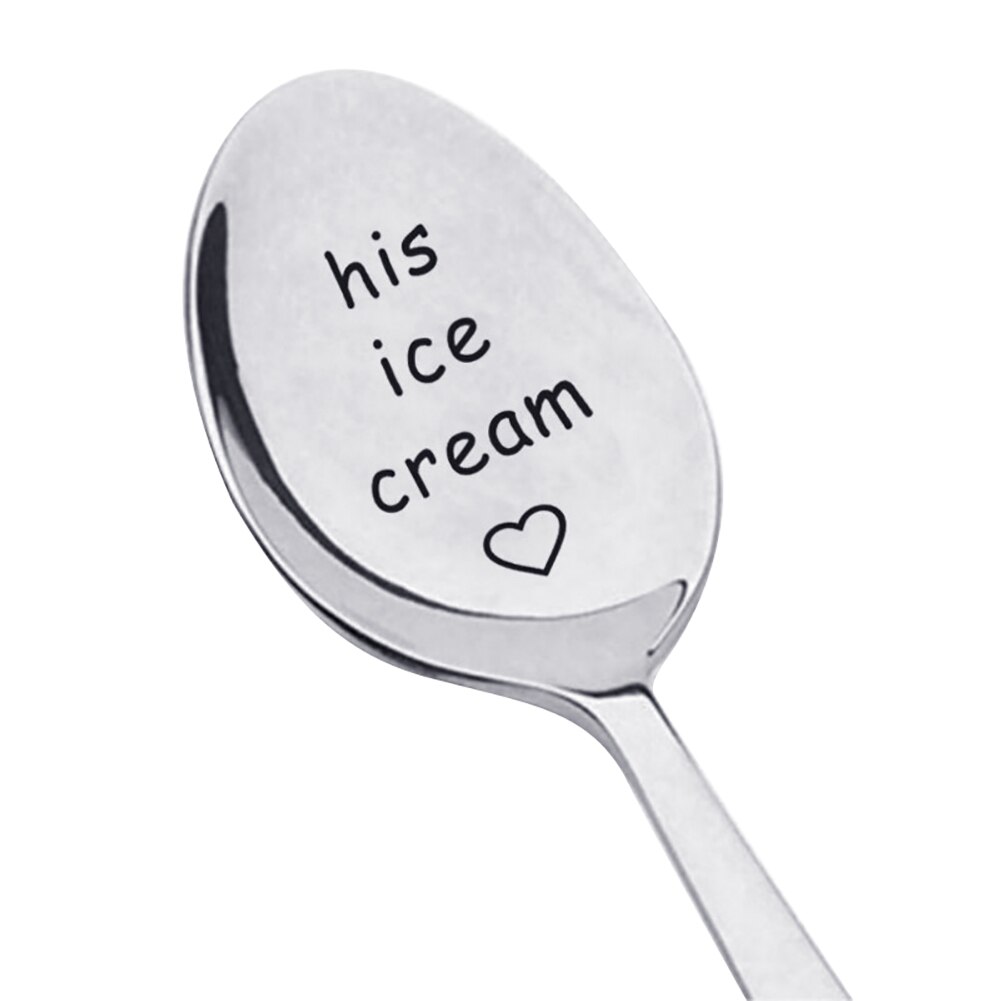 Portable Stainless Steel Peanut Butter Coffee Rice Tea Soup Spoon Couple Valentine's Day Drinking Tableware