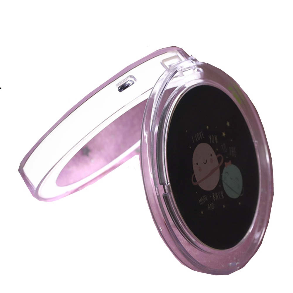 Mini espejo de maquillaje LED plegable a mano pequeño portátil Micro USB conectar Cable cargable espejo cosmético luz LED portátil
