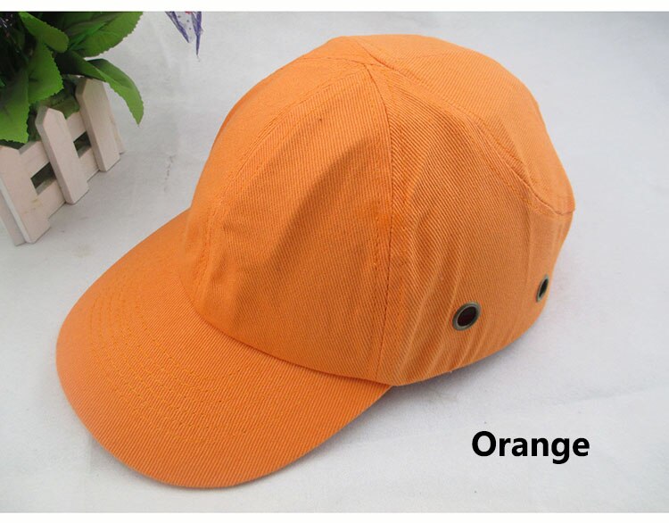 Bump Cap Work Safety Helmet Baseball Hat Style Protective Safety Hard Hat Work Wear Security Head Protection Side 4 Holes: Orange