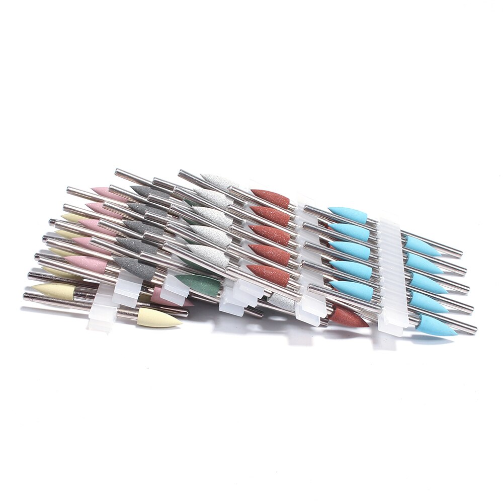 Unid/set de brocas de silicona para uñas, brocas de goma para manicura, brocas de fresado eléctrico rotativo, herramientas de rebaba, 10 unidades
