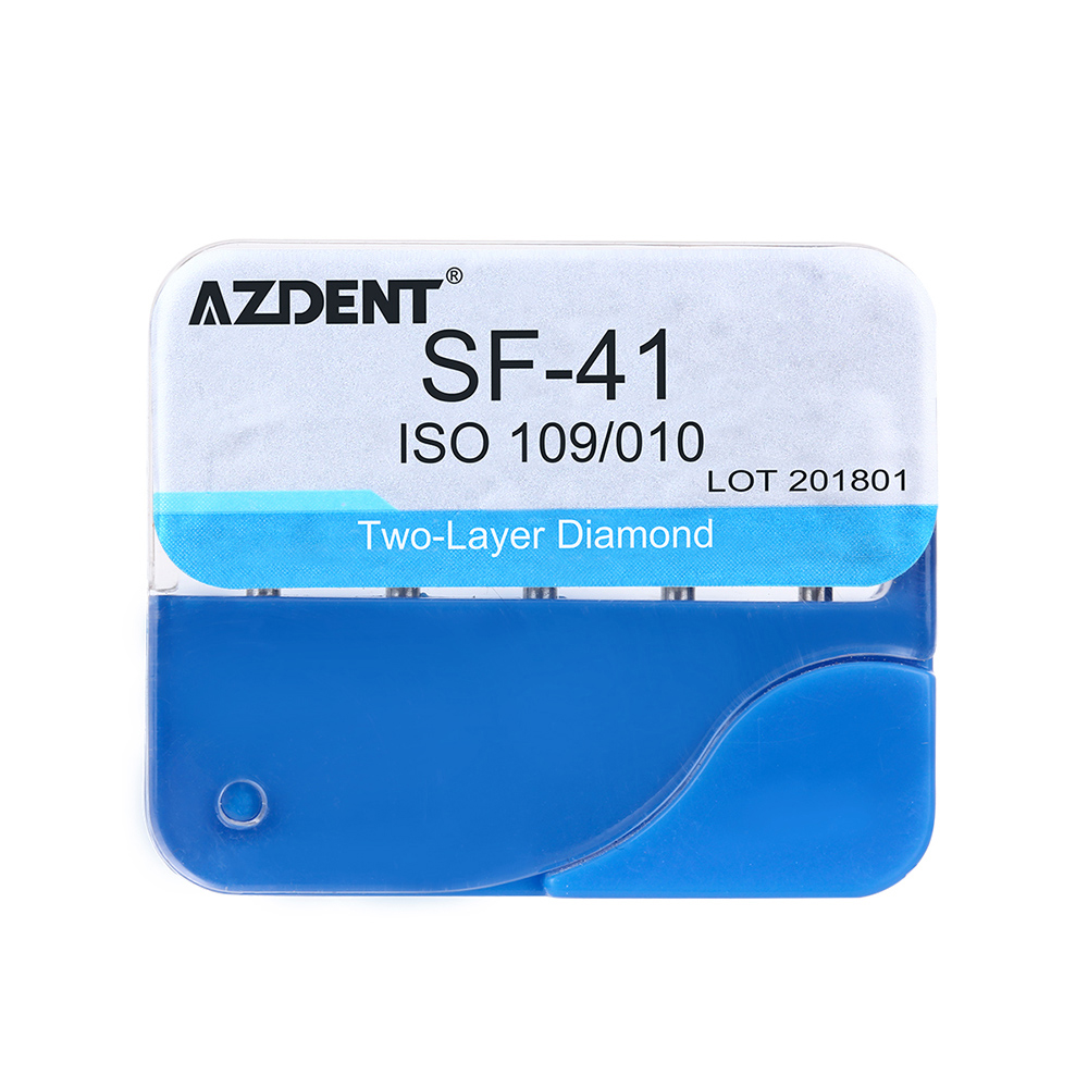 AZDENT 5 pièces/boîte fraise diamantée dentaire deux couches fraises diamantées pour pièce à main à grande vitesse 450,000 tr/min modèle BR-31 SF-41 BR-40 FO-32