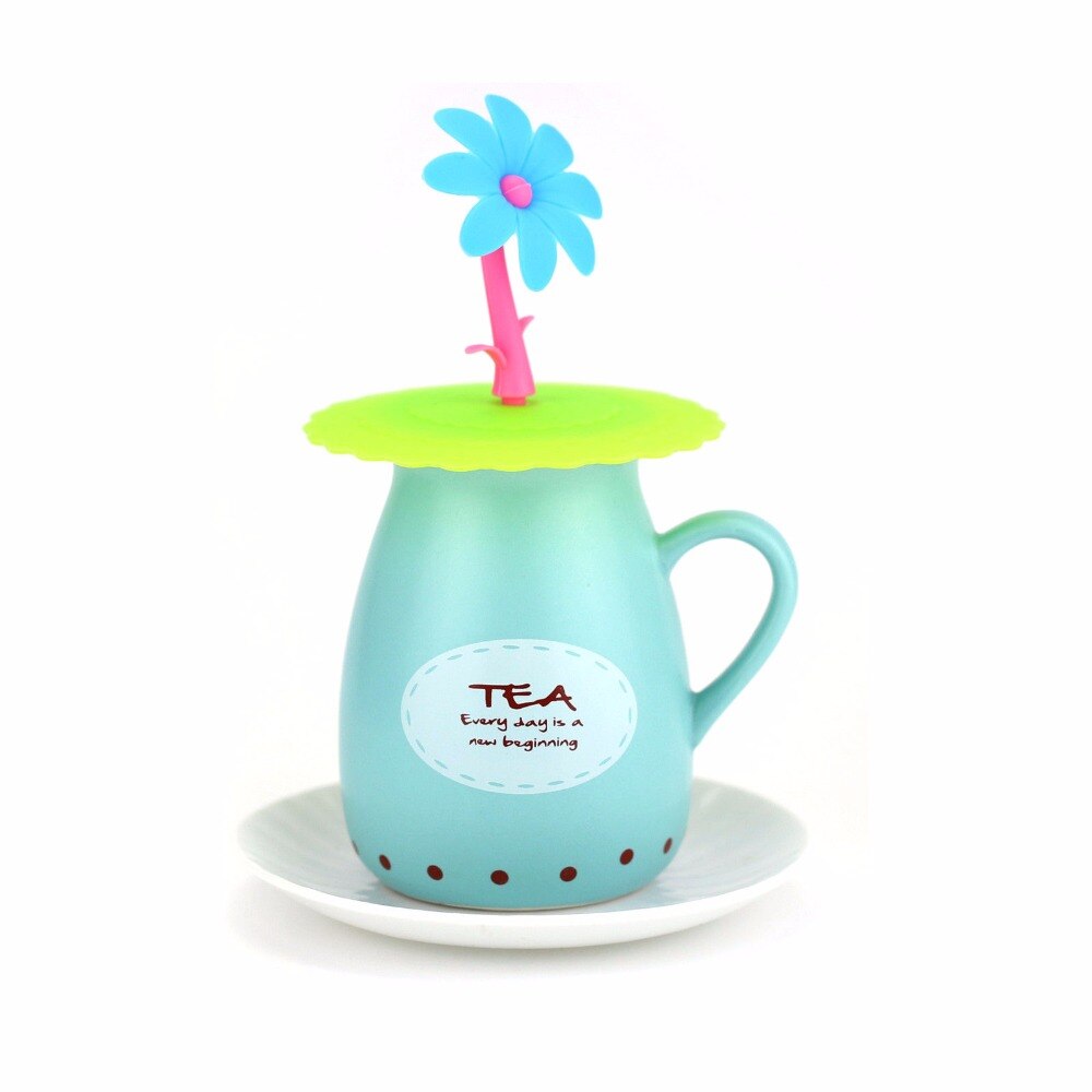 DIY Cup Cover Cute Anti-dust Silicone Cup Cover Coffee Suction Seal Lid Cap Silicone Airtight Love Spoon Novelty