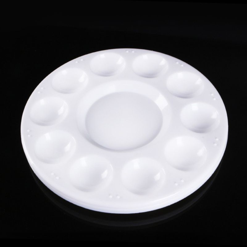 Paleta redonda de paleta de pintura redonda de 17cm, paleta de mezcla de acuarela de plástico para manualidades DIY, suministros de arte escolar para niños C26