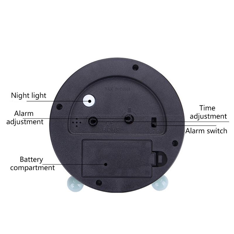 Round 4 inch Super Silent Non Ticking Small Alarm Clock with Night Light Simply E15B