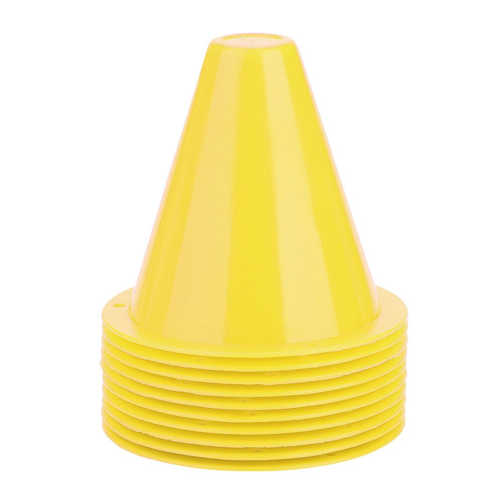 10 st 8.5cm plast bärbara fotbollstillbehör fotboll träning kon fotboll barriärer markör hållare tillbehör: Gul