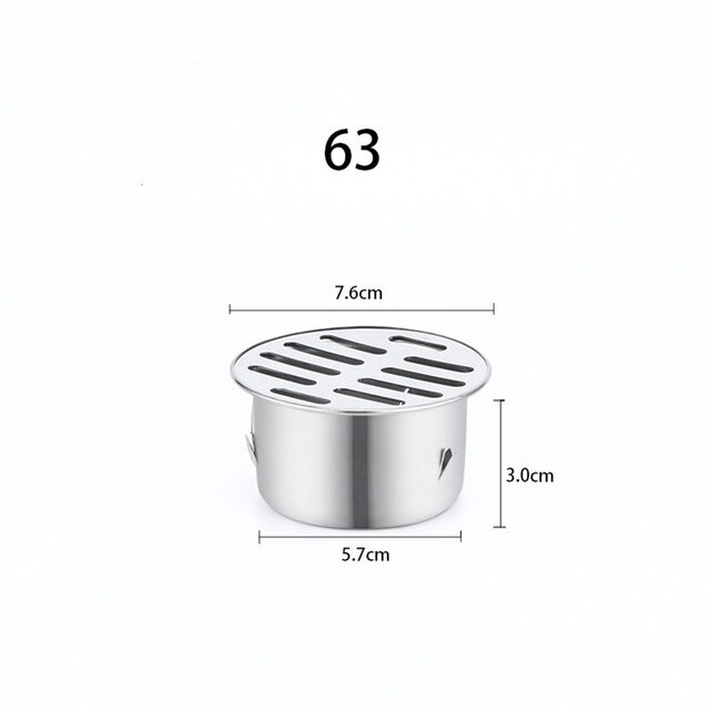 Floor Drain Cover Anti-Blocking Floor Drain Outdoor Plane Insertion Floor Drain 304 Stainless Steel Durable Balcony Roof Round: 63mm