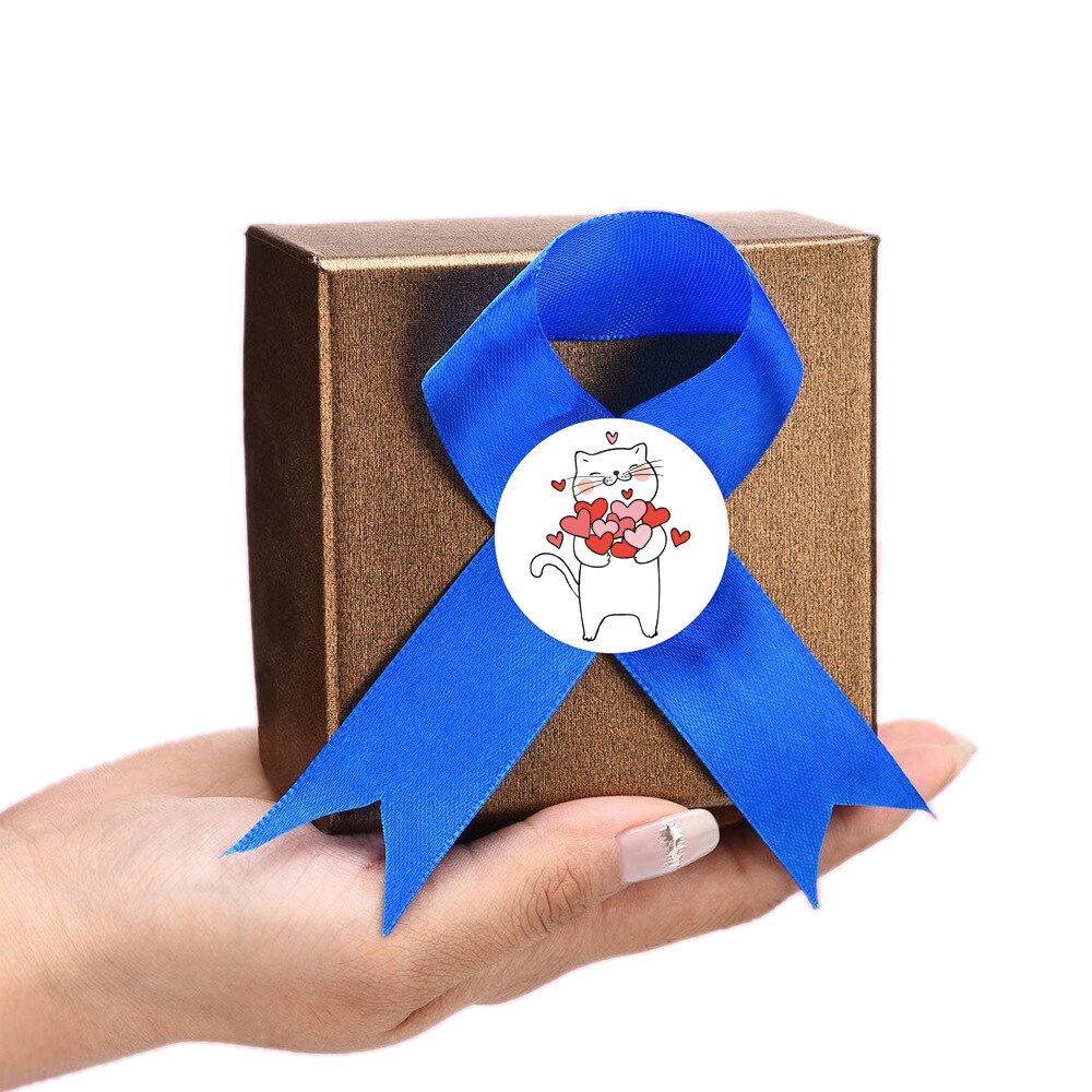 Autocollants ronds de remerciement chat Kawaii, étiquettes adhésives d'animaux de dessin animé pour cartes de vœux, papeterie de décoration , 100 à 500 pièces