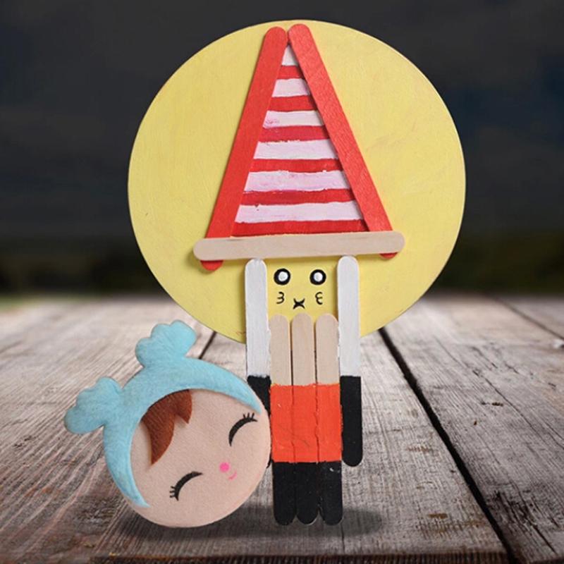 50Pcs/lot Wooden Popsicle Stick Kids Hand Crafts Art Ice Cream Lolly Cake DIY Making Funny Lollipop Popsicle Sticks