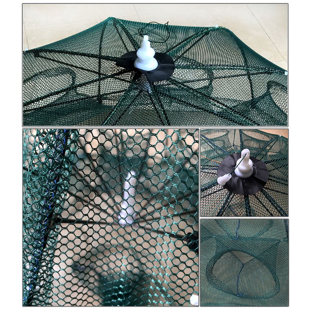 Strengthened 4-8 Holes Automatic Fishing Net Shrimp Cage Nylon Foldable Fish Trap Cast Net Cast Folding Fishing Network Outdoor