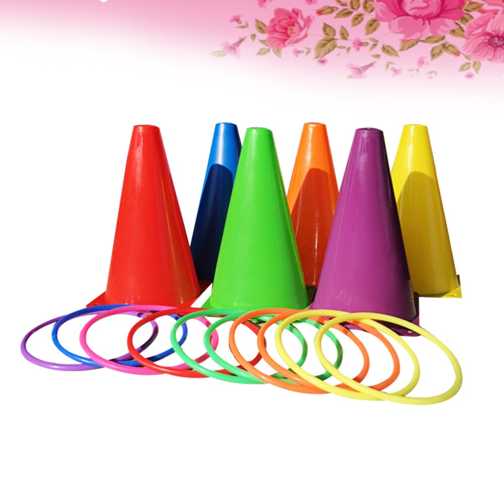 1 Set Kinderen Ring Toss Game Grappig Educatief Familie Ouder-kind Ring Gooien (6Pcs Gooien Emmers + 10 Stuks Ringen)