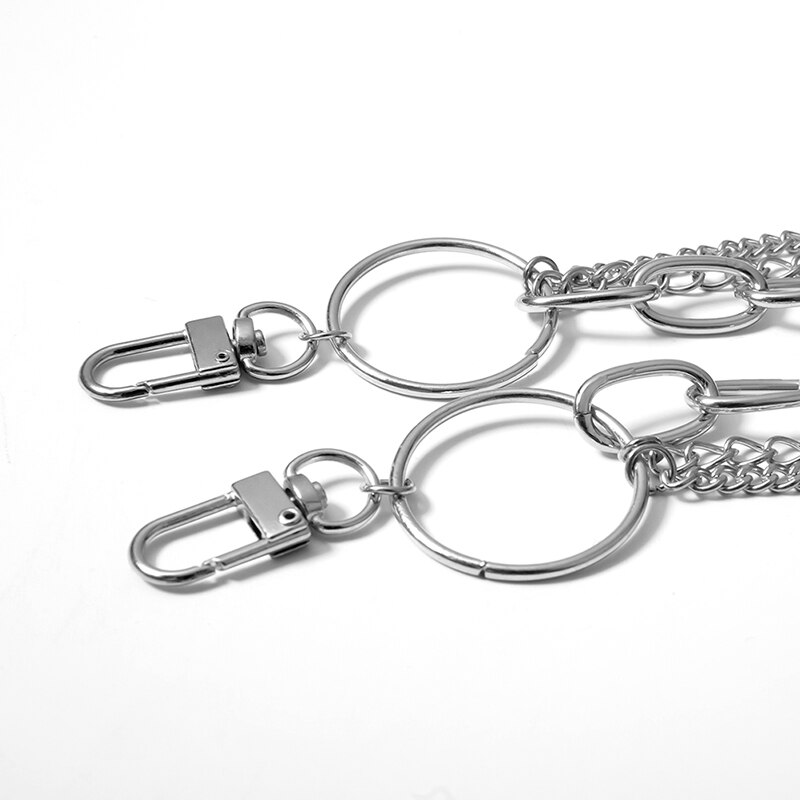Punk hip hop na moda única ou três camadas cinto de corrente chave da cintura calças de brim da mulher dos homens longo metal vestuário acessórios