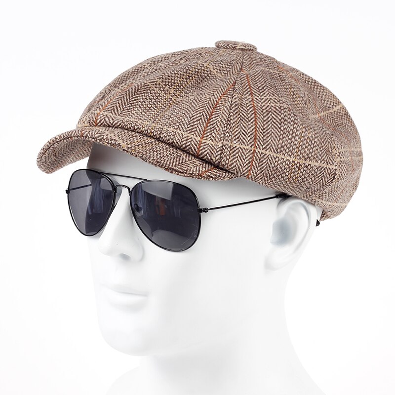 Winter hats Woolen Cap Ear Protect Warm Man Hat Foldable Berets leisure thicken Soldier Cap touca: Khaki