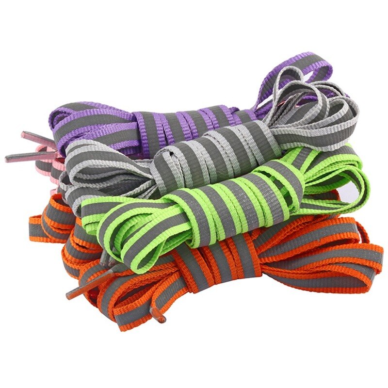 1 Paar Platte 8Mm Reflecterende Runner Veters Veiligheid Lichtgevende Gloeiende Schoenveters Unisex Voor Sport Basketbal Canvas Schoenen