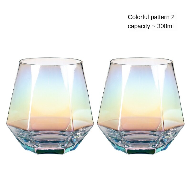 Verre coloré résistant à la chaleur, verre à Six faces, gobelets d'eau, tasse à jus de Cul, verre à boisson, haute apparence: 2PCS1
