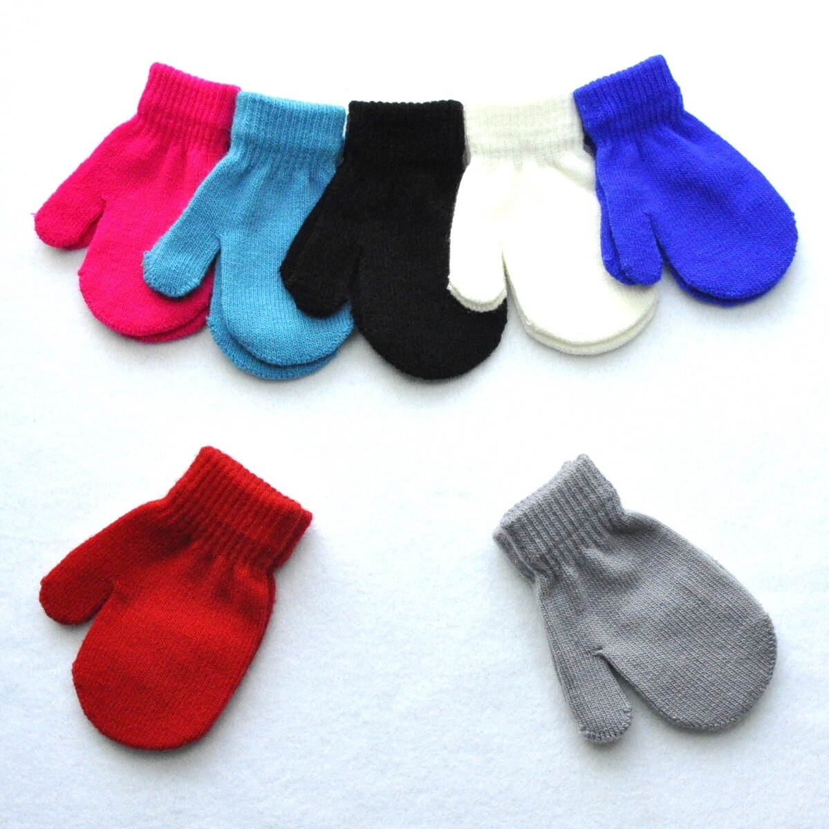 Guantes de invierno para bebé, manoplas suaves elásticas cálidas de punto para niños, niñas y niños