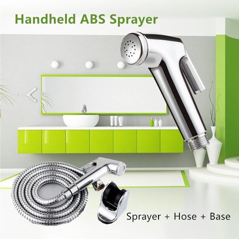 ABS Sprayer Set Handheld Toilet Bidet Spray Bathroom Toilet Bidet Shower Head Nozzle Showerhead With 1.5m Hose + Base