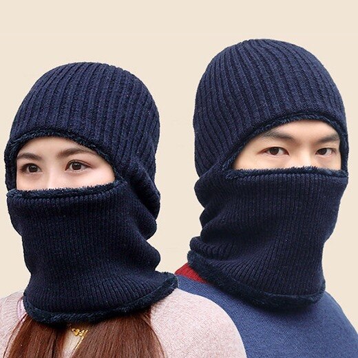Knit hat for men and women in winter knit head thickened warm cycling mask windshield face mask scarf ear cap