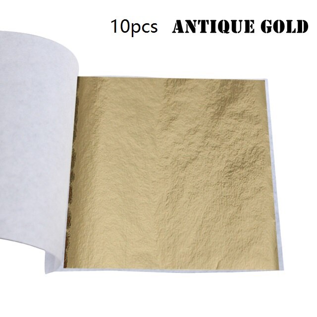 10 Stck Gold Folie Papier DIY Nagel Gold Blatt Blätter Malerei Gold Blatt Papier Harz Dekoration Gold-überzogene Möbel Gold Folie: A Gold 10Stck