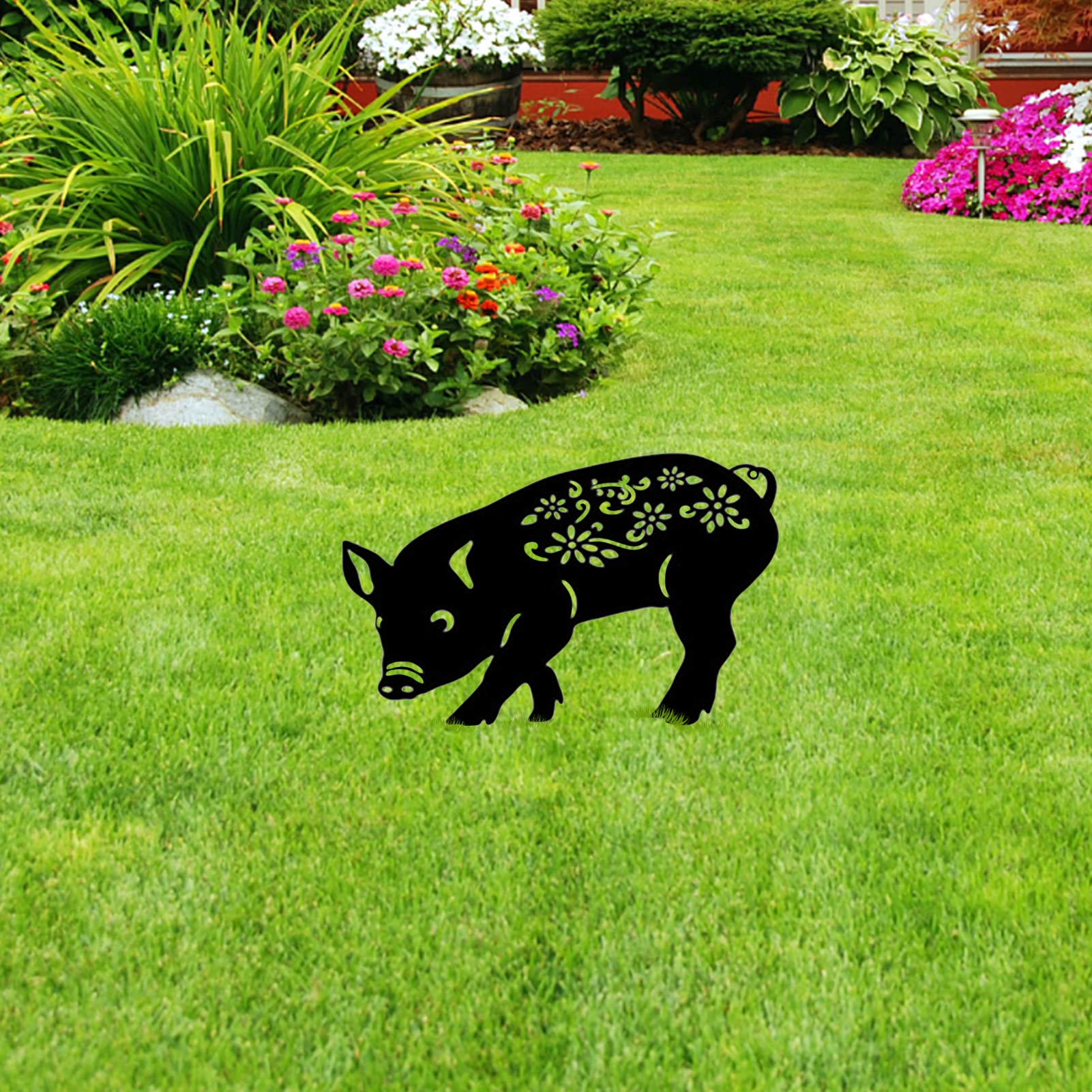 Pig Piglet Yard Art Stakes Animal Silhouette Garden Decoration Pig Piglet Yard Art Stakes Animal Silhouette Garden Decoration